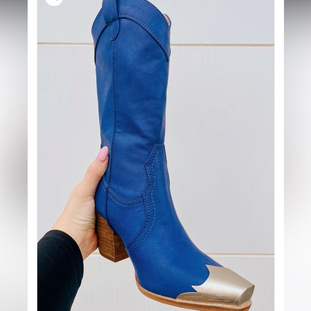 Beast Fashion Western Cowboy boots blue